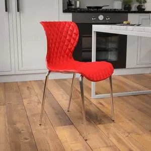 Contemporary Design Red Plastic Stack Chair | Contemporary, Contoured Back and Seat, Waterfall Seat Contemporary Design Red Plastic Stack Chair | Contemporary, Contoured Back and Seat, Waterfall Seat