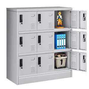 9 Door Storage Locker for Employee, Metal Locker for Office, Gym, Shool, Lockable Steel Locker with Lock and Card Slot for Home, Garage, Grey 9 Door Storage Locker for Employee, Metal Locker for Office, Gym, Shool, Lockable Steel Locker with Lock and Card Slot for Home, Garage, Grey