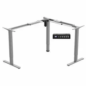 Gray Electric Corner 3 Leg Standing Desk Frame, DESK-E355G | Medium Size, Single Motor, Height Adjustable, L-Shaped, Holds 225 lbs, Sit Stand Base, Standing Desk Legs Only Gray Electric Corner 3 Leg Standing Desk Frame, DESK-E355G | Medium Size, Single Motor, Height Adjustable, L-Shaped, Holds 225 lbs, Sit Stand Base, Standing Desk Legs Only