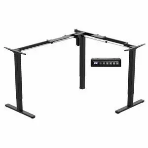 White Electric Corner 3 Leg Standing Desk Frame, DESK-E355W | Medium Size, Single Motor, Height Adjustable, L-Shaped, Holds 225 lbs, Sit Stand Base, Standing Desk Legs Only White Electric Corner 3 Leg Standing Desk Frame, DESK-E355W | Medium Size, Single Motor, Height Adjustable, L-Shaped, Holds 225 lbs, Sit Stand Base, Standing Desk Legs Only