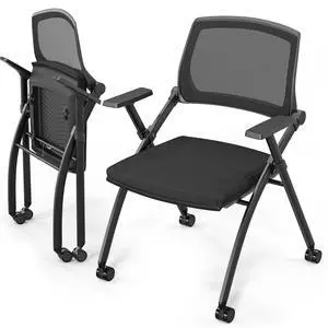 2 Pack Stackable Conference Room Chairs with Wheels, Folding Office Chair with Rebound Back, Padded Seat for Training Room, Guest, Reception, Event, Capacity 350lbs, Black 2 Pack Stackable Conference Room Chairs with Wheels, Folding Office Chair with Rebound Back, Padded Seat for Training Room, Guest, Reception, Event, Capacity 350lbs, Black