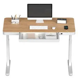 48" Electric Standing Desk with Drawers, USB Charging Ports, Quick Assembly, Height Adjustable Sit Stand Desk with Child Lock for Natural Home Office, Bamboo Finish Top/White Legs 48" Electric Standing Desk with Drawers, USB Charging Ports, Quick Assembly, Height Adjustable Sit Stand Desk with Child Lock for Natural Home Office, Bamboo Finish Top/White Legs