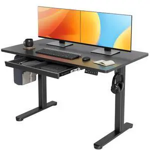 Electric Standing Desk with Drawer 48 x 24 Inch Black | Metal steel frame, supports 176 lbs, 28.35 to 46.46 inch height range, 3 memory settings, 45 dB motor Electric Standing Desk with Drawer 48 x 24 Inch Black | Metal steel frame, supports 176 lbs, 28.35 to 46.46 inch height range, 3 memory settings, 45 dB motor