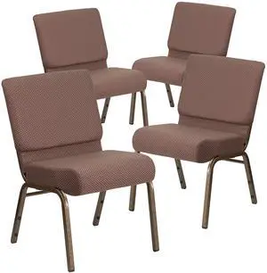 Brown Dot 21" W Stacking Church Chair, 4-Pack | Gold Vein Frame, Fabric Upholstery Brown Dot 21" W Stacking Church Chair, 4-Pack | Gold Vein Frame, Fabric Upholstery