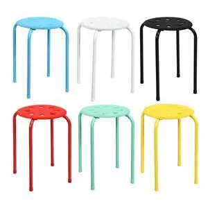 17.5-inch Height 6-Pack Round Plastic Stack Stools, Colorful | Backless School Classroom Decoration Stools with Metal Frame, Portable Stackable Chairs for Kids Children Students 17.5-inch Height 6-Pack Round Plastic Stack Stools, Colorful | Backless School Classroom Decoration Stools with Metal Frame, Portable Stackable Chairs for Kids Children Students