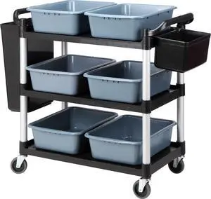Storage Cart 3 Tier Heavy Duty Commercial Grade Utility Cart,Dish Cart for Restaurant,Multi-Function Mobile Shelving Unit Organizer for Hotel,Restaurant,Kitchen,Laundry Room with 6 Basin 2 Barrels Storage Cart 3 Tier Heavy Duty Commercial Grade Utility Cart,Dish Cart for Restaurant,Multi-Function Mobile Shelving Unit Organizer for Hotel,Restaurant,Kitchen,Laundry Room with 6 Basin 2 Barrels