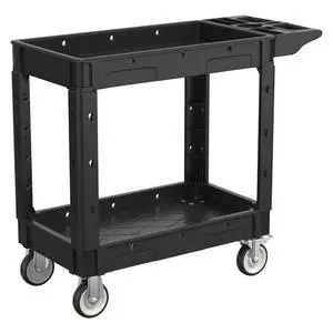 Utility Rolling Storage Cart, 40 x 17 Inch, 1000 Lbs Capacity, Black | Tool Cart with 360° Swivel Wheels, 2 Shelf Work Cart with Sturdy Platform, for Warehouse, Grocery, Cleaning, Garage Utility Rolling Storage Cart, 40 x 17 Inch, 1000 Lbs Capacity, Black | Tool Cart with 360° Swivel Wheels, 2 Shelf Work Cart with Sturdy Platform, for Warehouse, Grocery, Cleaning, Garage