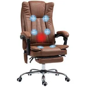 6 Point Vibration Massage Office Chair, High Back, Brown | Computer Chair with Heat, Adjustable Height, Reclining Backrest, Retractable Footrest 6 Point Vibration Massage Office Chair, High Back, Brown | Computer Chair with Heat, Adjustable Height, Reclining Backrest, Retractable Footrest