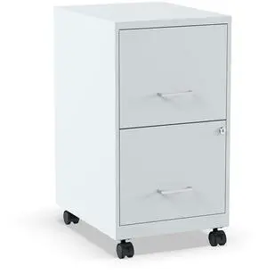 2-Drawer Vertical File Cabinet, Letter Size, Lockable, Gray | Mobile rolling cabinet, 18in D x 14in W x 26.3in H, for secure storage 2-Drawer Vertical File Cabinet, Letter Size, Lockable, Gray | Mobile rolling cabinet, 18in D x 14in W x 26.3in H, for secure storage