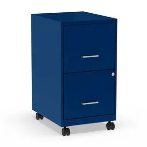 2-Drawer Vertical File Cabinet, Letter Size Documents, Lockable & Mobile, 18" D x 14" W x 26.3" H, Blue | Mobile rolling cabinet, 18in D x 14in W x 26.3in H, for secure storage 2-Drawer Vertical File Cabinet, Letter Size Documents, Lockable & Mobile, 18" D x 14" W x 26.3" H, Blue | Mobile rolling cabinet, 18in D x 14in W x 26.3in H, for secure storage