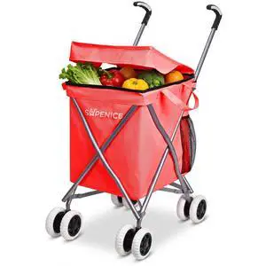 Shopping Carts for Groceries Foldable Rolling Trolley with Double Front Swivel Wheels Waterproof Removable Canvas Liner with Cover for Laundry Grocery, Baggage, Picnic (Holds Up to 120 lbs) Shopping Carts for Groceries Foldable Rolling Trolley with Double Front Swivel Wheels Waterproof Removable Canvas Liner with Cover for Laundry Grocery, Baggage, Picnic (Holds Up to 120 lbs)