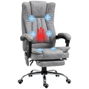 6 Point Vibration Massage Office Chair, High Back, Gray | Computer Chair with Heat, Adjustable Height, Reclining Backrest, Retractable Footrest 6 Point Vibration Massage Office Chair, High Back, Gray | Computer Chair with Heat, Adjustable Height, Reclining Backrest, Retractable Footrest
