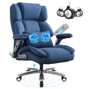 Heavy Duty Desk Chair with 3D Kneading Massage, Big and Tall Office Chair with Ergonomic Support, 3D Armrests, 5 Quiet Dual Rubber Wheel, Thick Pocket Spring Cushion(Blue, Fabric) Heavy Duty Desk Chair with 3D Kneading Massage, Big and Tall Office Chair with Ergonomic Support, 3D Armrests, 5 Quiet Dual Rubber Wheel, Thick Pocket Spring Cushion(Blue, Fabric)
