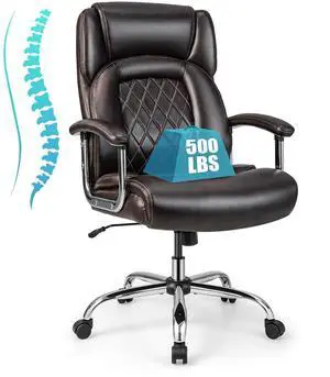 Big and Tall Office Chair 500 LBS, High Back Executive Office Chair for Heavy People, Adjustable Swivel Desk Chair, PU Leather Computer Chair with Extra Wide Seat for Home Office, Brown Big and Tall Office Chair 500 LBS, High Back Executive Office Chair for Heavy People, Adjustable Swivel Desk Chair, PU Leather Computer Chair with Extra Wide Seat for Home Office, Brown
