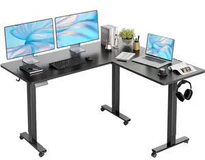 L Shaped Electric Standing Desk 63x55 inch Dual Motor | Height 28.3"-47.2" Adjustable, 220lbs Capacity, Sturdy Steel Frame, Splice Board included, Ideal for Home Office Corner L Shaped Electric Standing Desk 63x55 inch Dual Motor | Height 28.3"-47.2" Adjustable, 220lbs Capacity, Sturdy Steel Frame, Splice Board included, Ideal for Home Office Corner