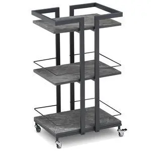 3-Tier Metal Rolling Salon Trolley Cart on Wheels, Grey 2033 3-Tier Metal Rolling Salon Trolley Cart on Wheels, Grey 2033