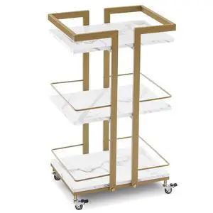 Salon Trolley Cart on Wheels, 3-Tier Metal Utility Cart 2033 Salon Trolley Cart on Wheels, 3-Tier Metal Utility Cart 2033