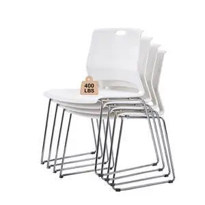 Stackable Chairs Set of 4 for Break Waiting Room Conference Church, White | stacking breakroom dining room kitchen reception metal party chairs set of 4 indoor odern Metal Sled Base Wide Plastic Seat Stackable Chairs Set of 4 for Break Waiting Room Conference Church, White | stacking breakroom dining room kitchen reception metal party chairs set of 4 indoor odern Metal Sled Base Wide Plastic Seat
