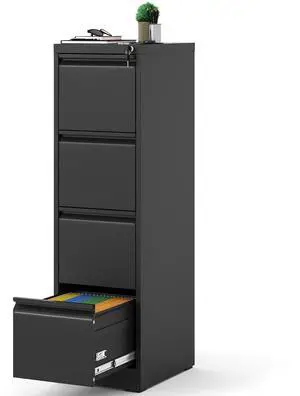 4 Drawer File Cabinet with Lock, Metal Filing Cabinets for Home Office, 18" Deep Vertical Storage Drawer for Hanging A4/Letter/Legal Size Files, Assembly Require 4 Drawer File Cabinet with Lock, Metal Filing Cabinets for Home Office, 18" Deep Vertical Storage Drawer for Hanging A4/Letter/Legal Size Files, Assembly Require