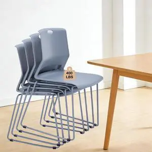 Grey Stackable Chairs Set of 4 for Break Conference Room Church Lobby | stacking breakroom dining room kitchen reception metal party chairs set of 4 indoor odern Metal Sled Base Wide Plastic Seat Grey Stackable Chairs Set of 4 for Break Conference Room Church Lobby | stacking breakroom dining room kitchen reception metal party chairs set of 4 indoor odern Metal Sled Base Wide Plastic Seat