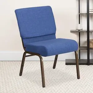 Blue 21" W Stacking Church Chair, 4-Pack | Gold Vein Frame, Fabric Upholstery Blue 21" W Stacking Church Chair, 4-Pack | Gold Vein Frame, Fabric Upholstery