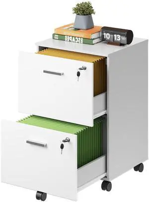 2 Drawer File Cabinet with Lock, Mobile Printer Stand, White | Under Desk Cabinet, Wood Filing Cabinet, Rolling & Locking, Fits A4 or Letter Size, For Home Office & Study 2 Drawer File Cabinet with Lock, Mobile Printer Stand, White | Under Desk Cabinet, Wood Filing Cabinet, Rolling & Locking, Fits A4 or Letter Size, For Home Office & Study