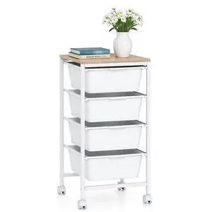 Rolling Cart with Drawers, 4 Drawer Rolling Storage Cart with Wooden Tabletop, Metal Frame & Lockable Wheels, Craft Organizers and Storage for Home Office Classroom (White, 4 Drawer) Rolling Cart with Drawers, 4 Drawer Rolling Storage Cart with Wooden Tabletop, Metal Frame & Lockable Wheels, Craft Organizers and Storage for Home Office Classroom (White, 4 Drawer)