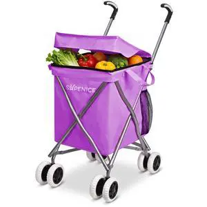 Shopping Carts for Groceries Foldable Rolling Trolley with 360° Double Front Swivel Wheels Waterproof Removable Canvas Liner with Cover for Laundry Grocery, Baggage, Picnic (Holds Up to 120 lbs) Shopping Carts for Groceries Foldable Rolling Trolley with 360° Double Front Swivel Wheels Waterproof Removable Canvas Liner with Cover for Laundry Grocery, Baggage, Picnic (Holds Up to 120 lbs)