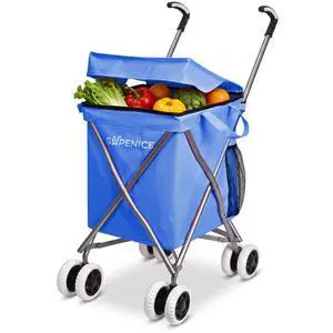 Shopping Carts for Groceries Foldable Rolling Trolley with 360° Double Front Swivel Wheels Waterproof Removable Canvas Liner with Cover for Laundry Grocery, Baggage, Picnic (Holds Up to 120 lbs) Shopping Carts for Groceries Foldable Rolling Trolley with 360° Double Front Swivel Wheels Waterproof Removable Canvas Liner with Cover for Laundry Grocery, Baggage, Picnic (Holds Up to 120 lbs)
