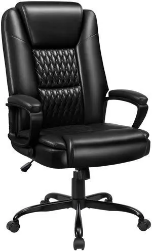 Executive Office Chair, High Back Ergonomic Desk Chair with Lumbar Support, Adjustable Big and Tall Computer Chair, 360° Swivel, PU Leather, Black Executive Office Chair, High Back Ergonomic Desk Chair with Lumbar Support, Adjustable Big and Tall Computer Chair, 360° Swivel, PU Leather, Black