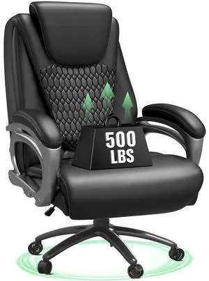 500lbs Big and Tall Office Chair, Heavy Duty High Back Executive Desk Chair, Adjustable Height 360° Swivel Computer Chair for Home Office Work (Black) 500lbs Big and Tall Office Chair, Heavy Duty High Back Executive Desk Chair, Adjustable Height 360° Swivel Computer Chair for Home Office Work (Black)