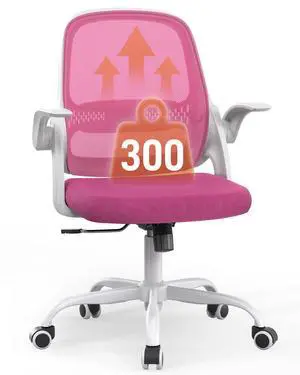 Ergonomic Mesh Office Chair with Flip-Up Arms, Adjustable Height, Breathable Mesh Back & Thick Cushion Seat, 360° Swivel Rolling Computer Desk Chair, BIFMA Certified, Supports 300 lbsPink Ergonomic Mesh Office Chair with Flip-Up Arms, Adjustable Height, Breathable Mesh Back & Thick Cushion Seat, 360° Swivel Rolling Computer Desk Chair, BIFMA Certified, Supports 300 lbsPink