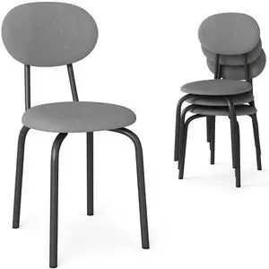 Stackable Dining Chairs Set of 4,Stackable Waiting Room Chairs,Grey | Stacking Kitchen Chairs with Upholstered Back and Seat with Dense Foam Cushions,Steel Frame with 400 Lb. Capacity Stackable Dining Chairs Set of 4,Stackable Waiting Room Chairs,Grey | Stacking Kitchen Chairs with Upholstered Back and Seat with Dense Foam Cushions,Steel Frame with 400 Lb. Capacity