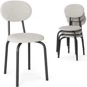 Stackable Dining Chairs Set of 4,Stackable Waiting Room Chairs,Beige | Stacking Kitchen Chairs with Upholstered Back and Seat with Dense Foam Cushions,Steel Frame with 400 Lb. Capacity Stackable Dining Chairs Set of 4,Stackable Waiting Room Chairs,Beige | Stacking Kitchen Chairs with Upholstered Back and Seat with Dense Foam Cushions,Steel Frame with 400 Lb. Capacity