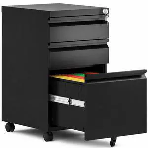 3 Drawer Mobile File Cabinet Fully Assembled, Black | 15"W x 17"D x 24"H, Vertical Locking Filing Cabinet, Steel Under Desk Storage, for Home Office, Fit Letter/Legal/A4 3 Drawer Mobile File Cabinet Fully Assembled, Black | 15"W x 17"D x 24"H, Vertical Locking Filing Cabinet, Steel Under Desk Storage, for Home Office, Fit Letter/Legal/A4