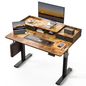 48 x 30 Inch Electric Standing Desk with 2 Drawers, Adjustable Height Widened Stand Up Desk with Storage, Sit to Stand Ergonomic Workstation for Home Office, Rustic Brown 48 x 30 Inch Electric Standing Desk with 2 Drawers, Adjustable Height Widened Stand Up Desk with Storage, Sit to Stand Ergonomic Workstation for Home Office, Rustic Brown