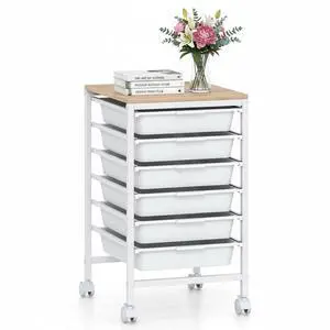 Rolling Cart with Drawers, 6 Drawer Rolling Storage Cart with Wooden Tabletop, Metal Frame & Lockable Wheels, Craft Organizers and Storage for Home Office Classroom (White, 6 Drawer) Rolling Cart with Drawers, 6 Drawer Rolling Storage Cart with Wooden Tabletop, Metal Frame & Lockable Wheels, Craft Organizers and Storage for Home Office Classroom (White, 6 Drawer)