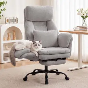 Big and Tall Executive Office Chair with Foot Rest,Reclining | Extra Wide Seat Desk Chairwith Flip Armrest,Lumbar Pillow,for Pets Sitting,Comfy Criss Cross Legged Chair,Teddy Light Grey Big and Tall Executive Office Chair with Foot Rest,Reclining | Extra Wide Seat Desk Chairwith Flip Armrest,Lumbar Pillow,for Pets Sitting,Comfy Criss Cross Legged Chair,Teddy Light Grey
