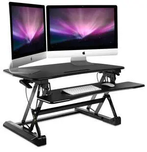 35.5" Standing Desk Converter with Keyboard Tray Adjustable Sit Stand Desk Riser for Dual Monitors Dual Gas Spring Height Adjustable Desktop Workstation Topper Black 35.5" Standing Desk Converter with Keyboard Tray Adjustable Sit Stand Desk Riser for Dual Monitors Dual Gas Spring Height Adjustable Desktop Workstation Topper Black
