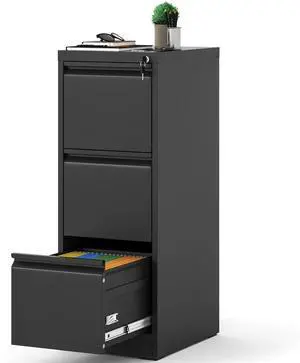 3 Drawer File Cabinet with Lock, Metal Filing Cabinets for Home Office, 18" Deep Vertical Storage Drawer for Hanging A4/Letter/Legal Size Files, Assembly Require 3 Drawer File Cabinet with Lock, Metal Filing Cabinets for Home Office, 18" Deep Vertical Storage Drawer for Hanging A4/Letter/Legal Size Files, Assembly Require