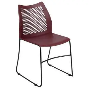 Hercules Stack Chair with Air-Vent Back, Burgundy | Sled Base, Powder Coated, 661 LBS. Weight Capacity Hercules Stack Chair with Air-Vent Back, Burgundy | Sled Base, Powder Coated, 661 LBS. Weight Capacity