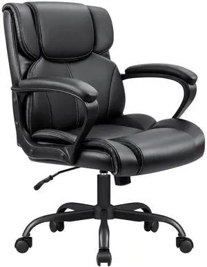 Mid Back Executive Office Chair Swivel Computer Task Chair with Armrests,Ergonomic Leather-Padded Desk Chair with Lumbar Support Mid Back Executive Office Chair Swivel Computer Task Chair with Armrests,Ergonomic Leather-Padded Desk Chair with Lumbar Support