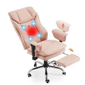 Massage Office Chair with Heat & Lumbar Support, 155° Reclining Executive Chair, 4-Point Vibration, Ergonomic High Back Desk Chair with Adjustable Armrests for Home Office, Pink Massage Office Chair with Heat & Lumbar Support, 155° Reclining Executive Chair, 4-Point Vibration, Ergonomic High Back Desk Chair with Adjustable Armrests for Home Office, Pink