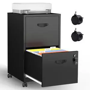 Metal 2 Drawer File Cabinet with Lock & Wheels for Office,Black | Small Mobile File Cabinets for Home Office, Under Desk Vertical Rolling File Cabinet Fit Hanging Files, Letter & A4 Documents Metal 2 Drawer File Cabinet with Lock & Wheels for Office,Black | Small Mobile File Cabinets for Home Office, Under Desk Vertical Rolling File Cabinet Fit Hanging Files, Letter & A4 Documents