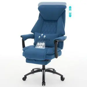Big and Tall Office Chair, 500LBS Ergonomic Executive Office Chair with Foot Rest, 155° Reclining High Back Gaming Desk Chair with Lumbar Support, Adjustable Headrest & Linked Armrests, Blue Big and Tall Office Chair, 500LBS Ergonomic Executive Office Chair with Foot Rest, 155° Reclining High Back Gaming Desk Chair with Lumbar Support, Adjustable Headrest & Linked Armrests, Blue