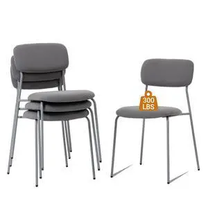 Reception Chair Set of 4, Stackable Waiting Room Seating for Office, Lobby, and Guest Use, Grey Reception Chair Set of 4, Stackable Waiting Room Seating for Office, Lobby, and Guest Use, Grey
