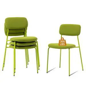 Stackable Waiting Room Chairs, Armless Dining Chairs Without Wheels Set of 4 with Comfotable Cushion for Reception Break Room Lobby, Green Stackable Waiting Room Chairs, Armless Dining Chairs Without Wheels Set of 4 with Comfotable Cushion for Reception Break Room Lobby, Green