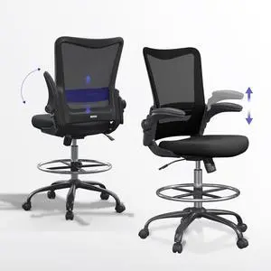 Drafting Chair Tall Office Chair for Standing Desk with Up & Down Flip-Up Armrest, 9 Adjustable Height High Desk Chair with Footrest Ring, 120° Recline Mesh Ergonomic Chair, 300 lbs Drafting Chair Tall Office Chair for Standing Desk with Up & Down Flip-Up Armrest, 9 Adjustable Height High Desk Chair with Footrest Ring, 120° Recline Mesh Ergonomic Chair, 300 lbs