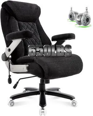650lbs Big and Tall Office Chair with Thick Spring Cushion,5D Flip Arm Ergonomic Executive Office Chair Adjustable Lumbar Airbag&Extra Wide,Comfy Large Padded Heavy Duty Game Chair,Blackcloth 650lbs Big and Tall Office Chair with Thick Spring Cushion,5D Flip Arm Ergonomic Executive Office Chair Adjustable Lumbar Airbag&Extra Wide,Comfy Large Padded Heavy Duty Game Chair,Blackcloth