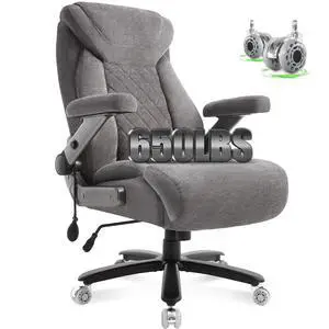 650lbs Big and Tall Office Chair with Thick Spring Cushion,5D Flip Arm Ergonomic Executive Office Chair Adjustable Lumbar Airbag&Extra Wide,Comfy Large Padded Heavy Duty Game Chair,Greycloth 650lbs Big and Tall Office Chair with Thick Spring Cushion,5D Flip Arm Ergonomic Executive Office Chair Adjustable Lumbar Airbag&Extra Wide,Comfy Large Padded Heavy Duty Game Chair,Greycloth